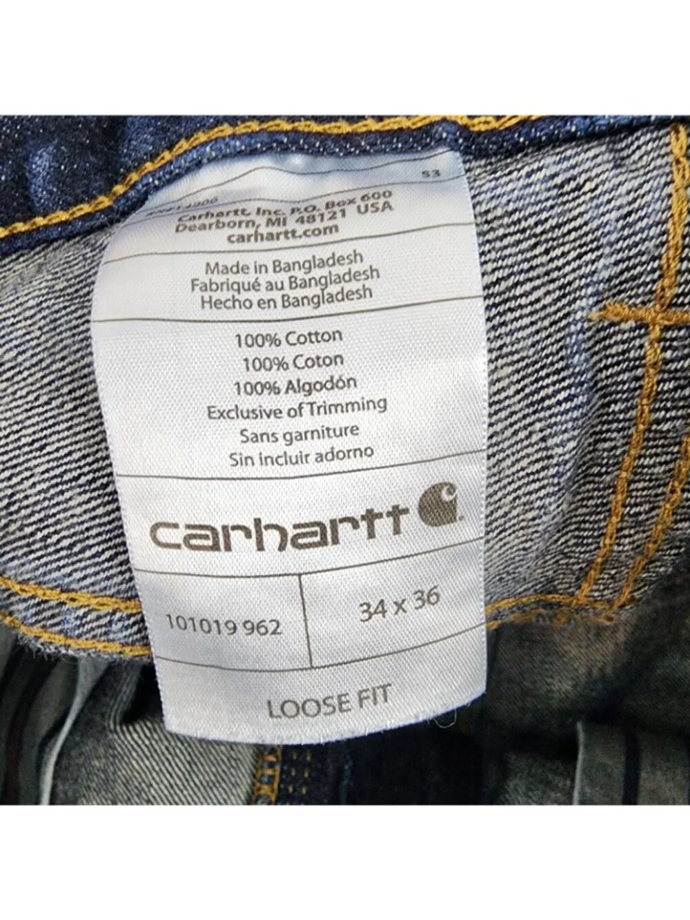 Carhartt Jeans Mens 34x35 Loose Original Fit Work Denim Dark Wash